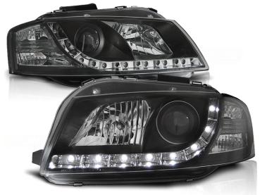 LED Tagfahrlicht-Design Scheinwerfer für Audi A3 8P 04-08 schwarz